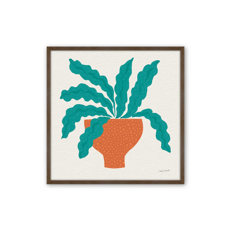Reproduction d'art «Pots Plants» par Cheryl Warrick, L 12 po x H 12 po, Brun, Impression encadrée