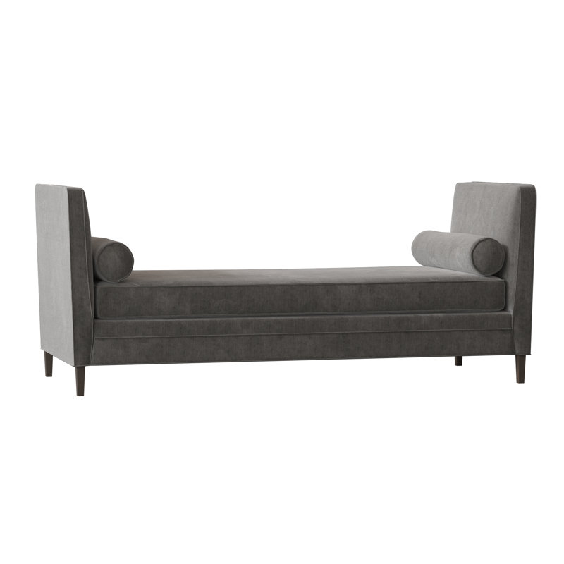 Lydia Upholstered Bench, Bella Black Performance Velvet, Brown Mahogany