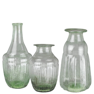 Ensemble de 3 vases en verre Matcha Pepper: 3,5 x 3,5 x 5,5, format moyen: 3,5 x 3,5 x 7,5