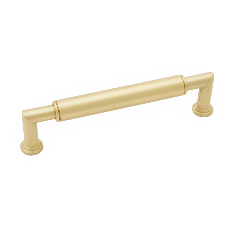Cylinder 5" Center to Center Bar Pull, Satin Brass