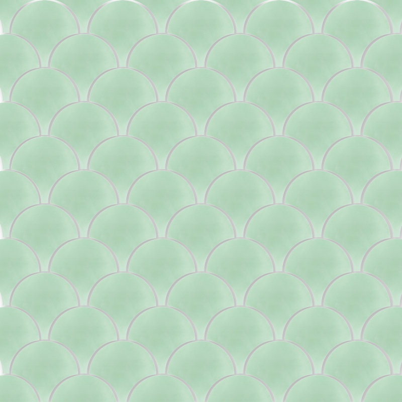 Solid Fishscale 8" x 8" Cement Wall & Floor Tile, Mint to Be