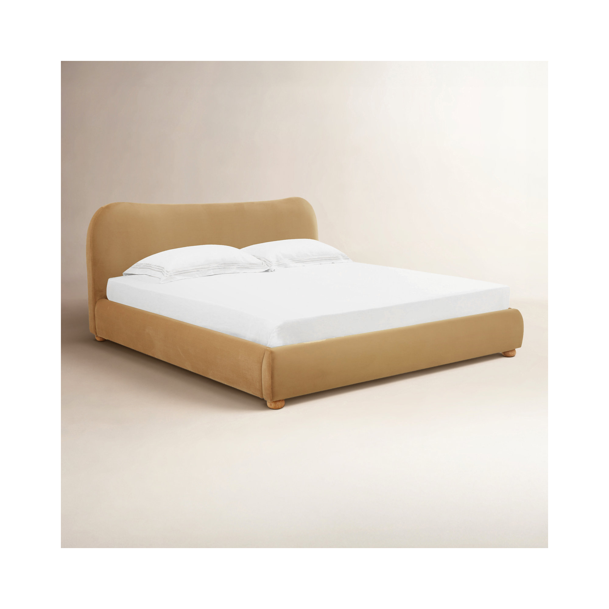 Liza Upholstered Bed, King, Light Brown Velvet