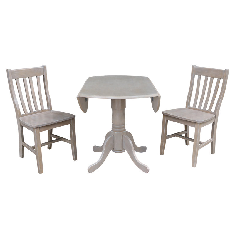Ensemble de salle à manger en bois massif 3 pièces double drop leaf Delsy