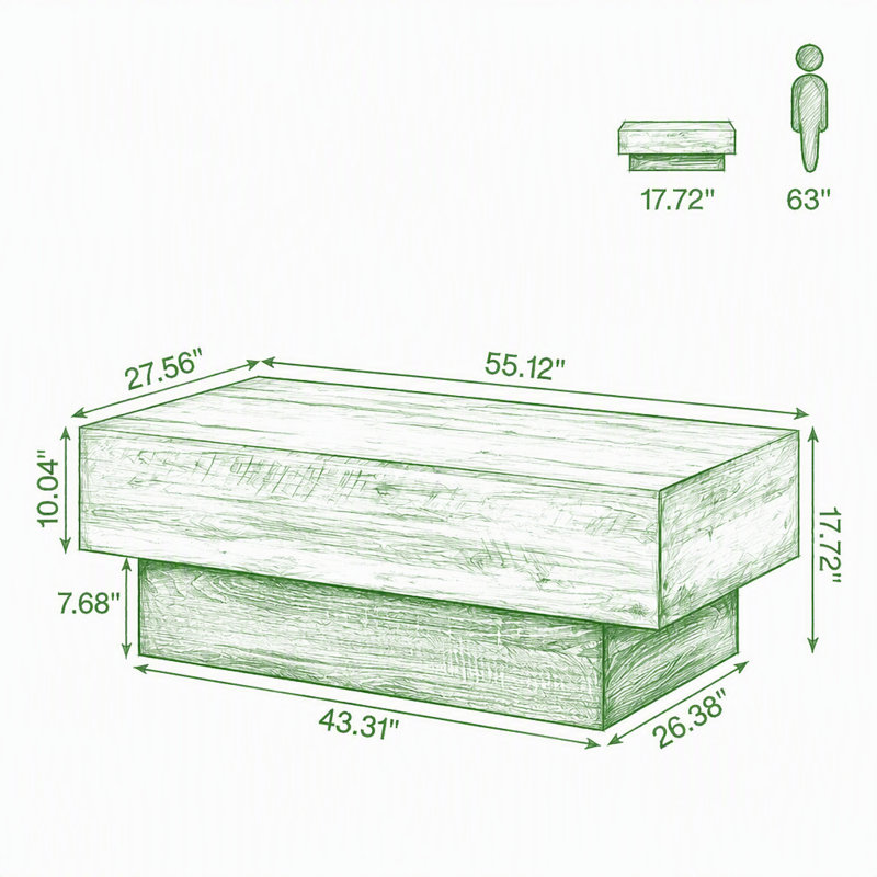 Table basse de 55 pouces de long