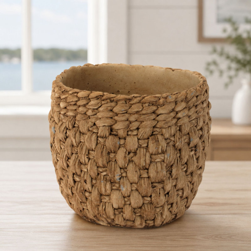 Pot à fleurs en ciment tissé, P 7 po x H 6,25 po