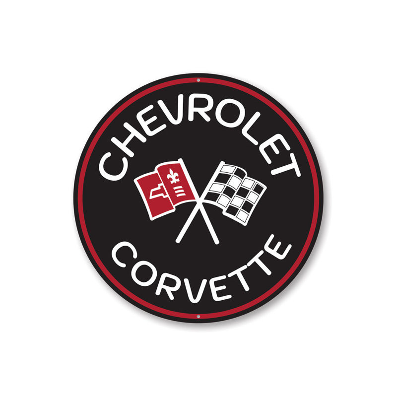 Plaque en aluminium Chevy Corvette Car, H 18 po x l 18 po x P 0,06 po