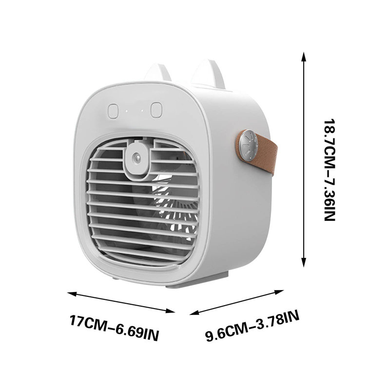 Ventilateur de brume portatif USB avec batterie à vitesse réglable, White
