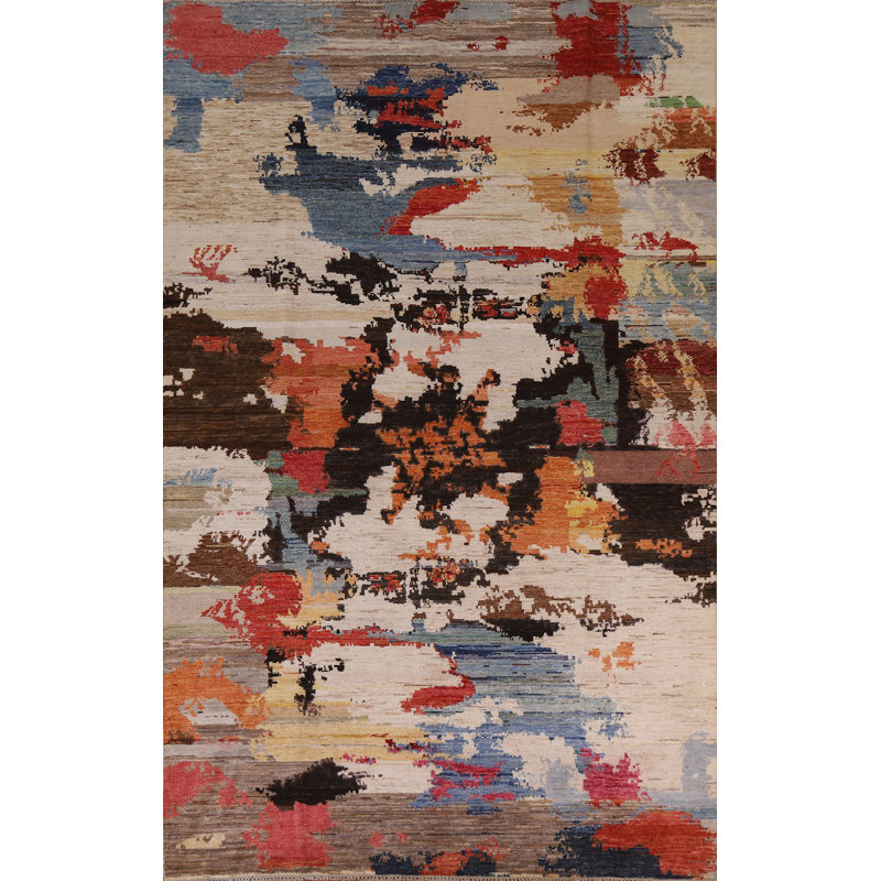 Tapis contemporain contemporain fait à la main 7 x 10