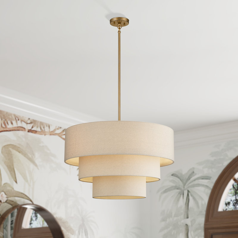 Lustre suspendu à feuille d'or antique 5 lumières Bellingham