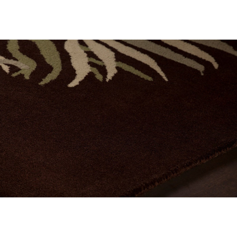 Aschera Floral Handmade Tufted Wool Brown/Tan Area Rug, Rectangle 5' x 7'6"