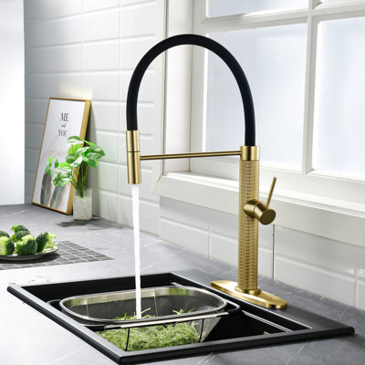 The Movable Luxury Fluted Sleek Magnetic Kitchen Faucet With Fixing Component(Included Decorative Deck Plate)