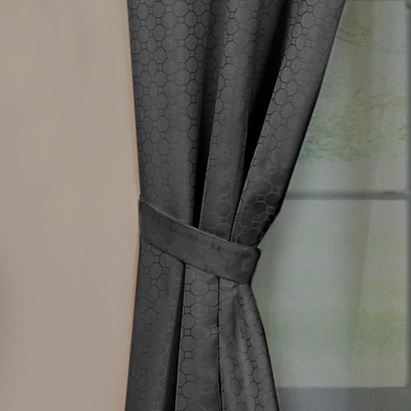 Panneau de rideau simple semi-diaphane avec passe-tringle, l 55 po x L 63 po, Gris anthracite