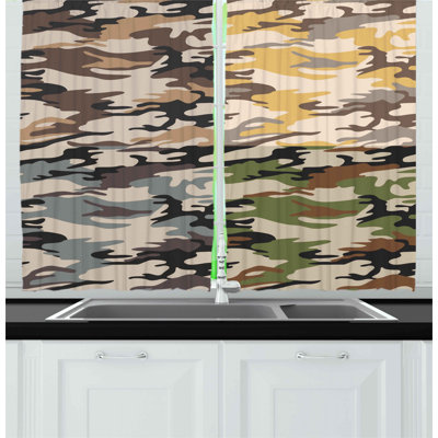 Camouflage Pointed Kitchen Curtain