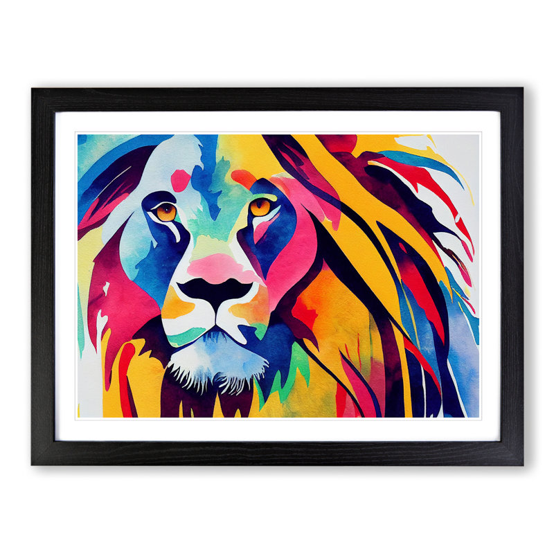 Colourful Lion Vol.5 Abstract - Print, Black Framed, 46cm H x 64cm W x 2cm D