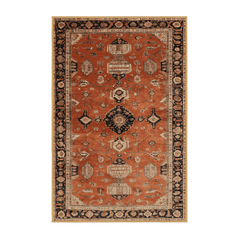 Tapis brun lavable à la machine, Rectangle 7 pi x 9 pi