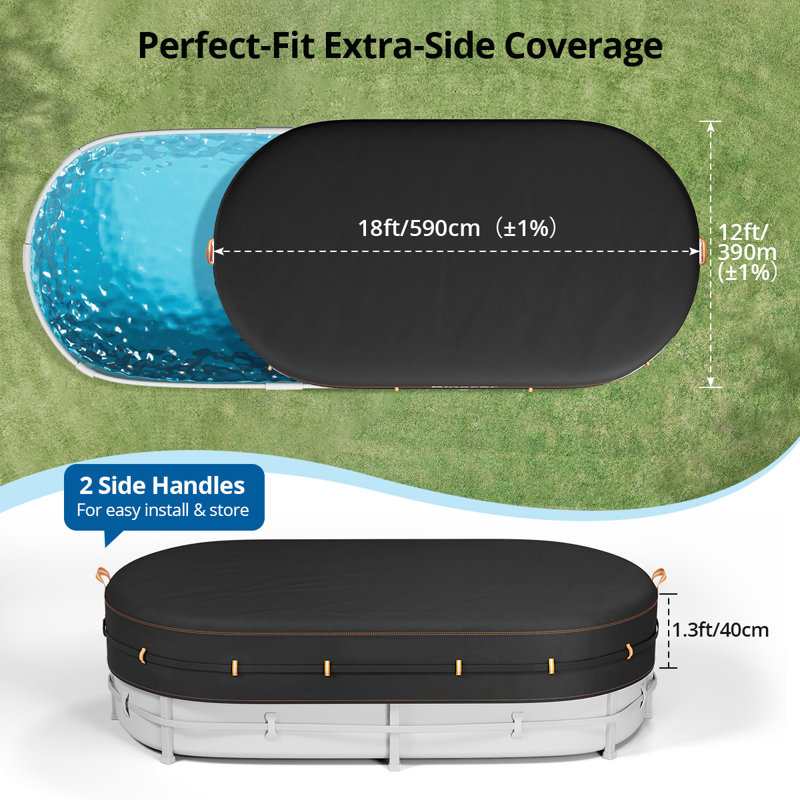 Oval Pool Cover for Above Ground Pools (Cover Only), 15.75" H x 232" W x 153" D