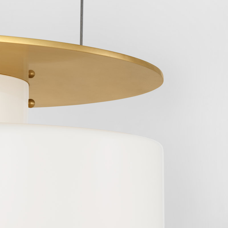 Elias 1 - Light Pendant by Ray Booth, Antique/Burnished Brass, White