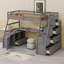 Lit mezzanine avec tiroirs, tablettes et bureau-289469604