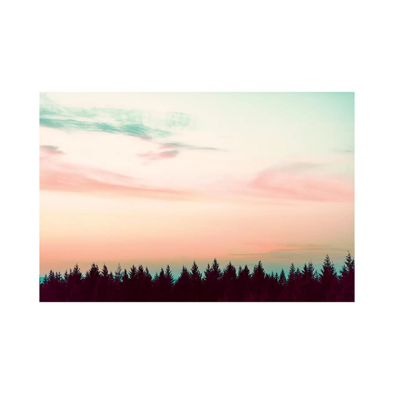 Coucher de soleil sur les pins - impression sur toile tendue, H 40 po x l 60 po x 1,5 po