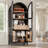 4 Doors Arched Two-Tone Kitchen Pantry Cabinet with Adjustable Shelves and Hidden Drawer-1240825171