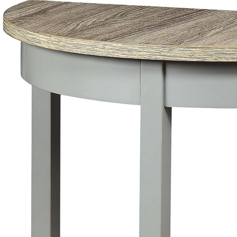 Console en chêne naturel gris - Design demi-lune avec rangement fonctionnel et polyvalent
