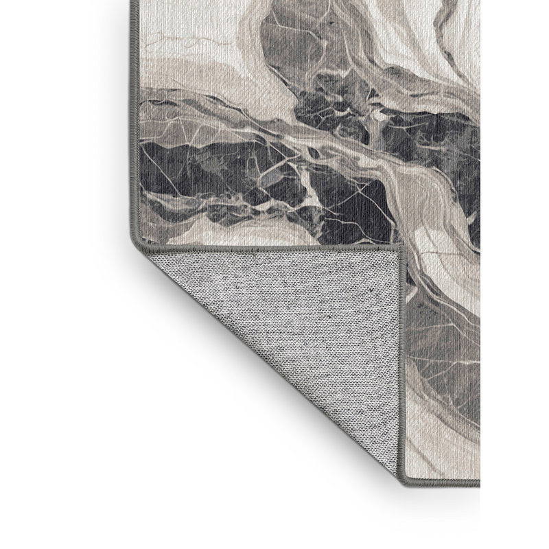 Tapis gris lavable à la machine, Rectangulaire 3 pi x 5 pi