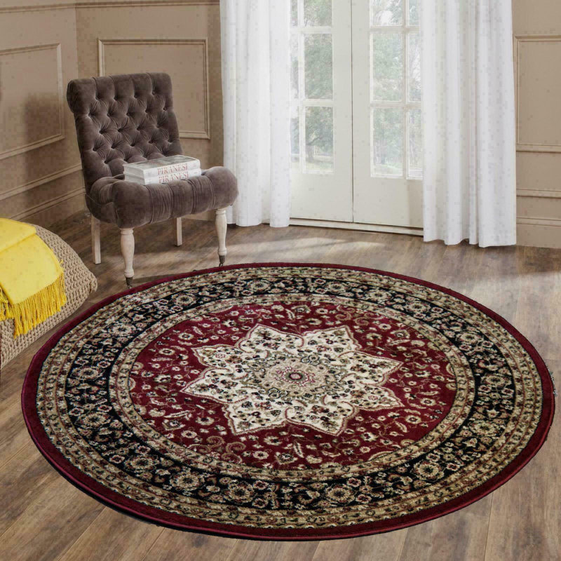 Waast Floral Area Rug, Round 120cm