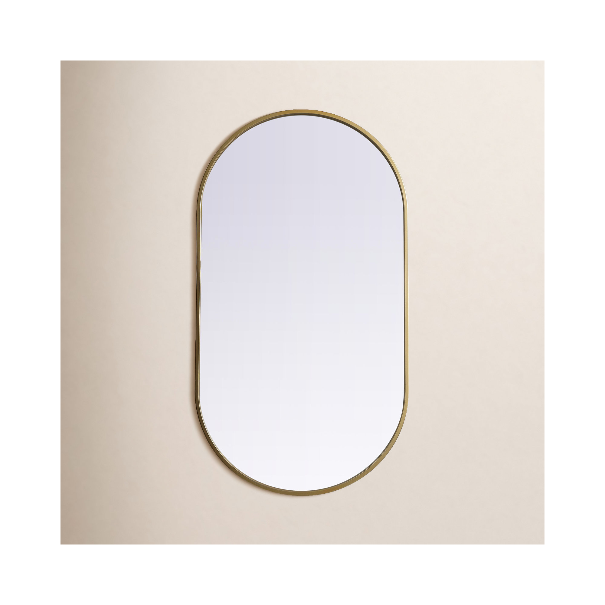 Sabine Metal Pill Wall Mirror, 36" x 20", Brass