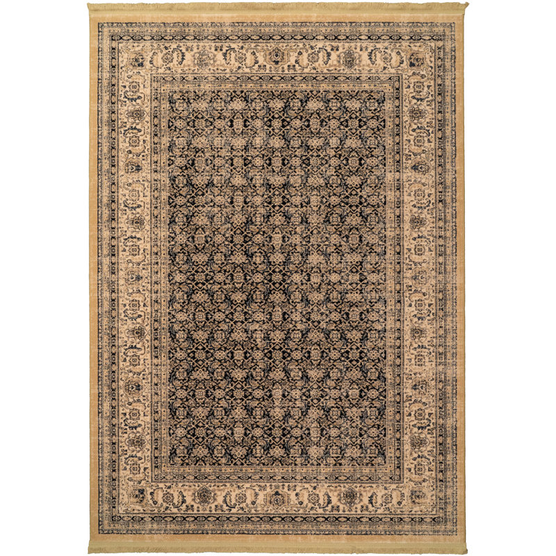 Tapis beige / bleu en laine Annia, Rectangle 2 pi 2 po x 4 pi 3 po