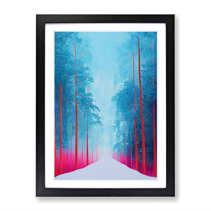 Winter Forest Contemporary - Single Picture Frame Print, 46cm H x 34cm W x 2cm D, Black