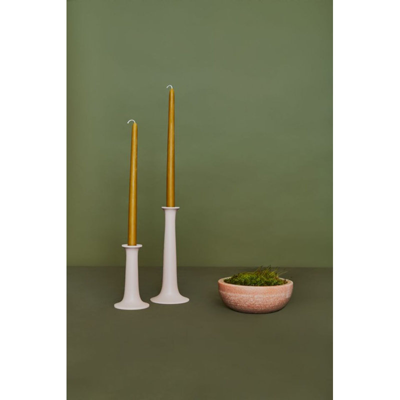 Simple Solid Wood Tabletop Candlestick, 5.5" H x 3.5" W x 3.5" D, Gray