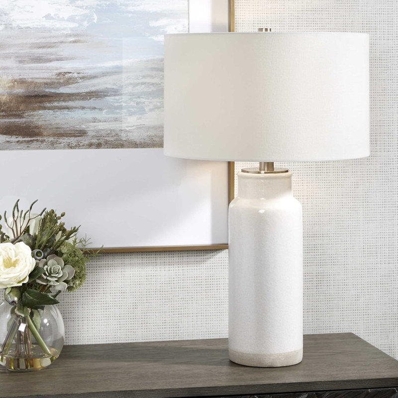Albany White Ceramic Table Lamp with Drum Shade