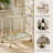 Wire Brass Rectangular Serving Cart with Glass and Mirror Shelves