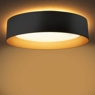 Bargeni Flush Mount Ceiling Light ,12.5 inch LED Ceiling Light with Night Light,Matte Black with Gold Inside,24W/2700K/3000K/4000K/5000K/6000K/5CCT Selectable,Light Fixtures Ceiling Mount for Bedroom