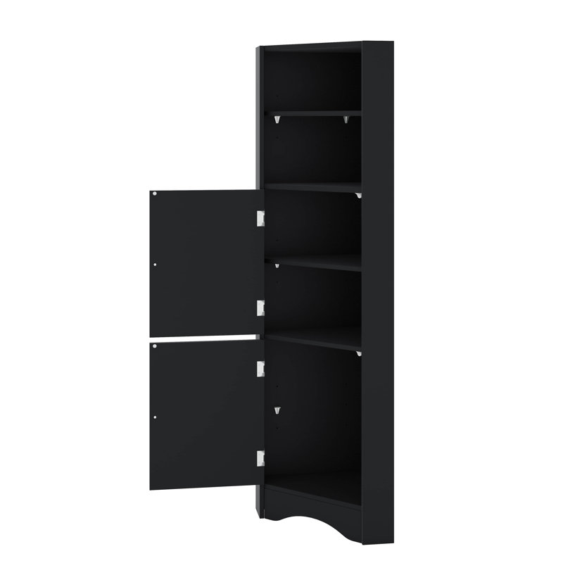 Grande armoire de coin autoportante avec portes, Noir