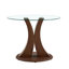 Table de salle à manger ronde en verre de 99 cm (39 po) avec piètement incurvé en bois réglable, conception à pied central modulable 2 en 1, plateau en verre trempé, MDF finition noyer, 4 couverts