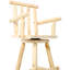 Tabouret de bar rustique - Fabrication en bois de sapin, chaise avec repose-pieds, accoudoir large, tabouret de cuisine rustique, chaise de bistro haute pour salle à manger, restaurant, pub, 4 pieds