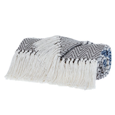 Jeté rayé en coton tissé