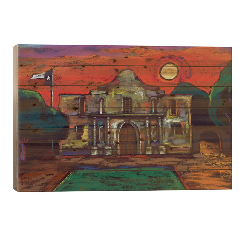 «Keeping the Alamo» par David Hinds - impression sur bois sans cadre, H 26 po x l 40 po x P 1,5 po