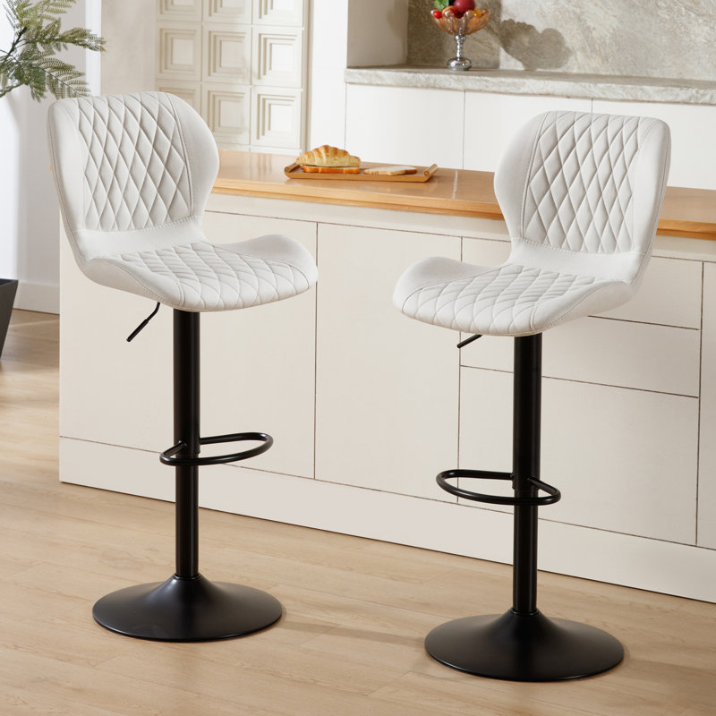 Swivel Adjustable Height Bar Stool, Beige