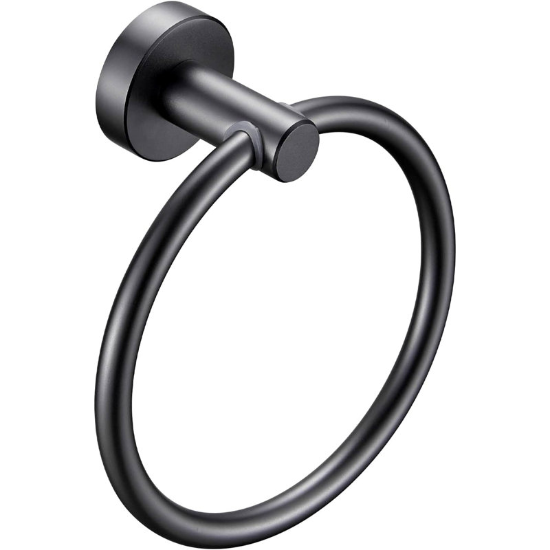 Porte-serviettes pour salle de bain mural anneau de serviette noir mat Porte-serviettes en acier inoxydable
