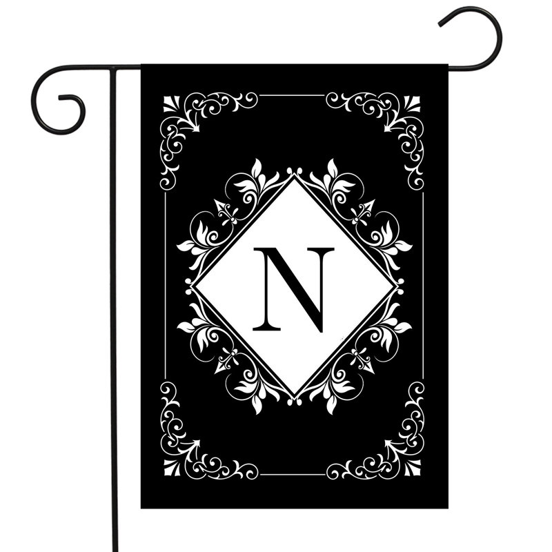 Black And White Monogram N Garden Flag
