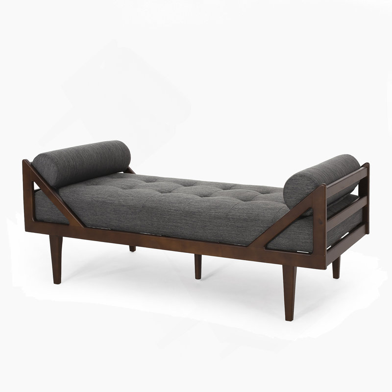 Chaise longue sans accoudoirs touffetée, Mélange de polyester gris anthracite