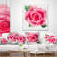 Grande fleur rose avec feuilles - Coussin imprimé floral-30746210-30746214
