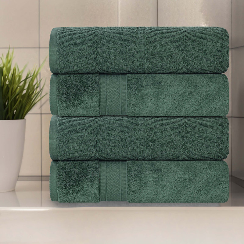 Ensemble de serviettes de bain en coton à jacquard Amaretto, Vert forêt