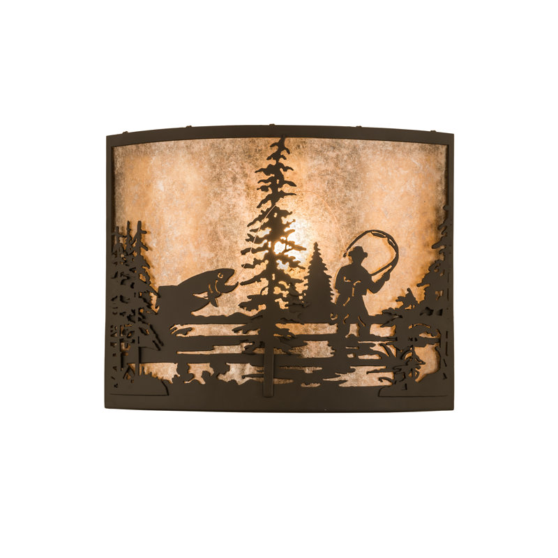 Fly Fishing Creek 2-Light Flush Mount, Brown, 1