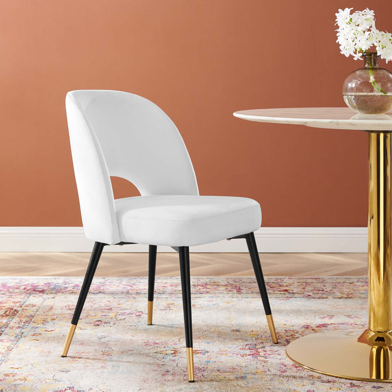 Rouse Performance Velvet Dining Side Chair, White, 1
