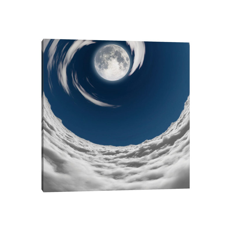 Big Full Moon in A Vortex of Clouds 1 Piece Wrapped Canvas Wall Art, 45.72 cm H x 45.72 cm W x 3.175 cm D