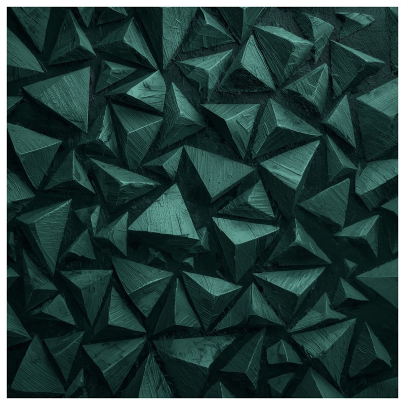 Édredon vert à motif de pyramides géométriques, Grand lit