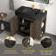 Meuble-lavabo en chêne fumé avec lavabo, mélamine et contreplaqué, 1 ensemble, meuble-lavabo, noyer foncé et noir mat, autoportant, grand espace de rangement et charnières à fermeture douce